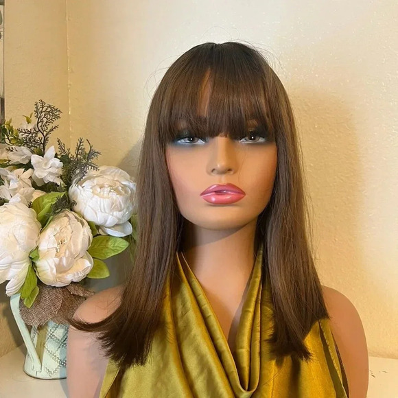 Other - Short Ombre Hair Color Black To Brown Synthetic Wig
